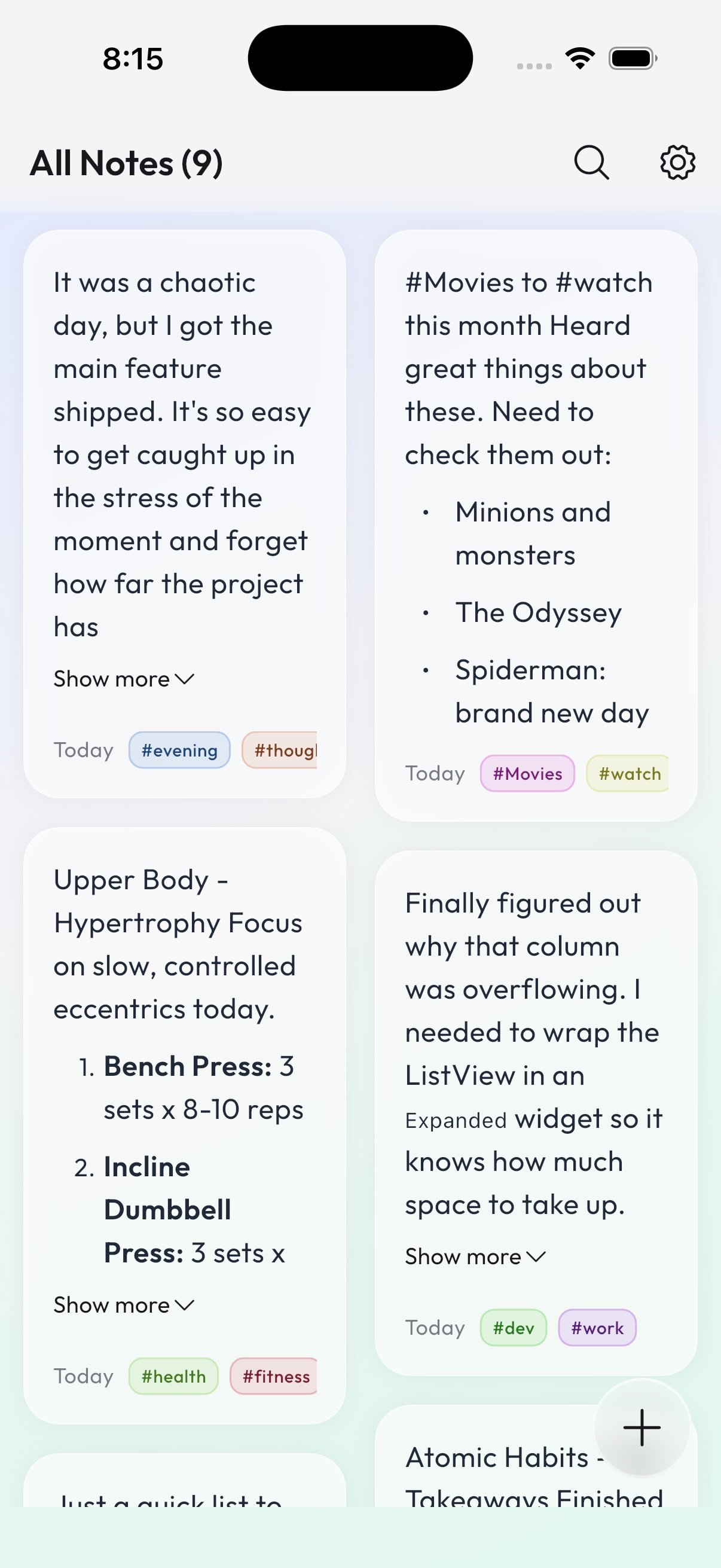 JotDeck Light Mode Home Screen