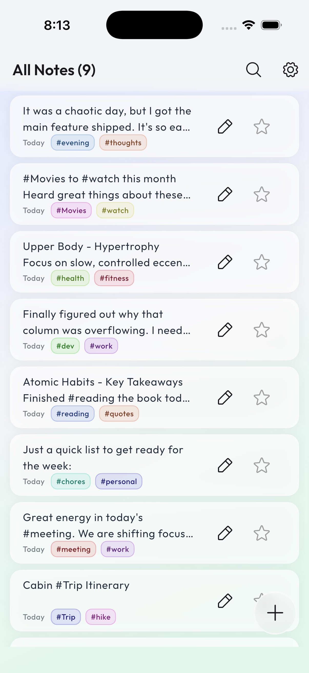 JotDeck List View Layout